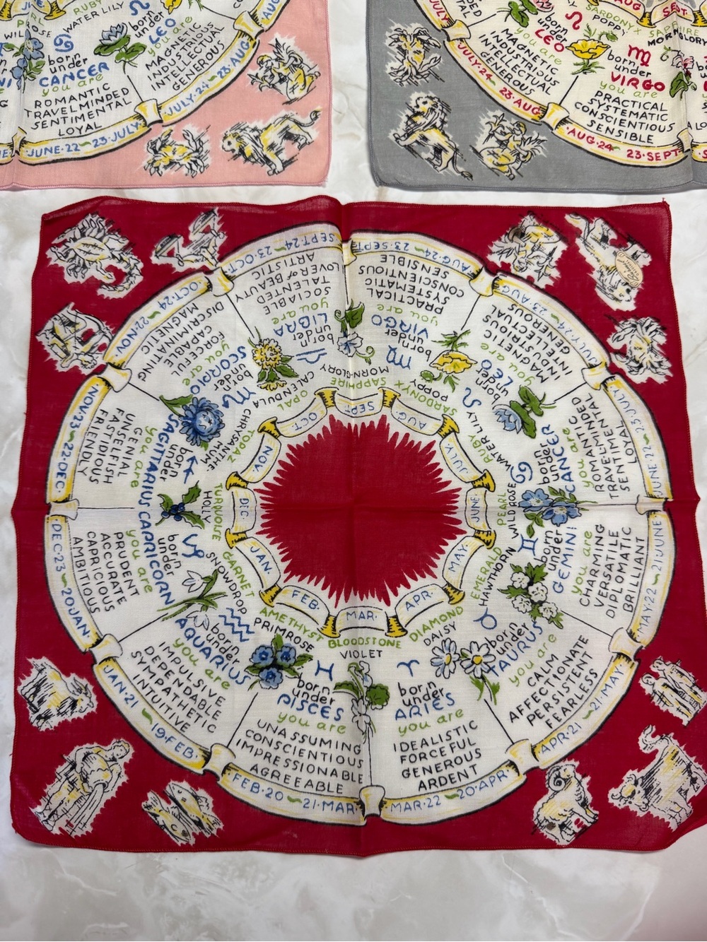Vintage Burmel Zodiac Handkerchief Hanky